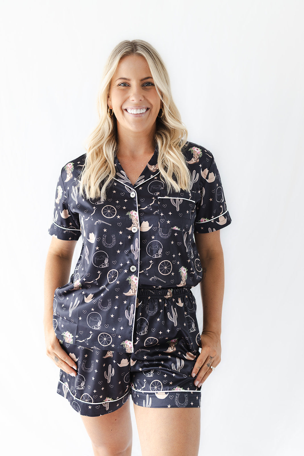 Rodeo Nights Satin Short Pyjama Set - PRE ORDER Due End of November