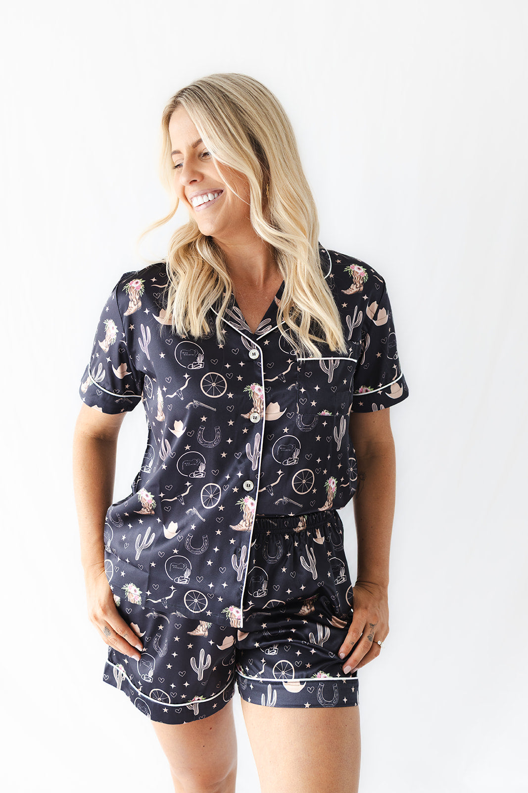Rodeo Nights Satin Short Pyjama Set - PRE ORDER Due End of November