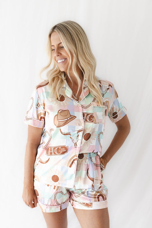 Rainbow Satin Short Pyjama Set