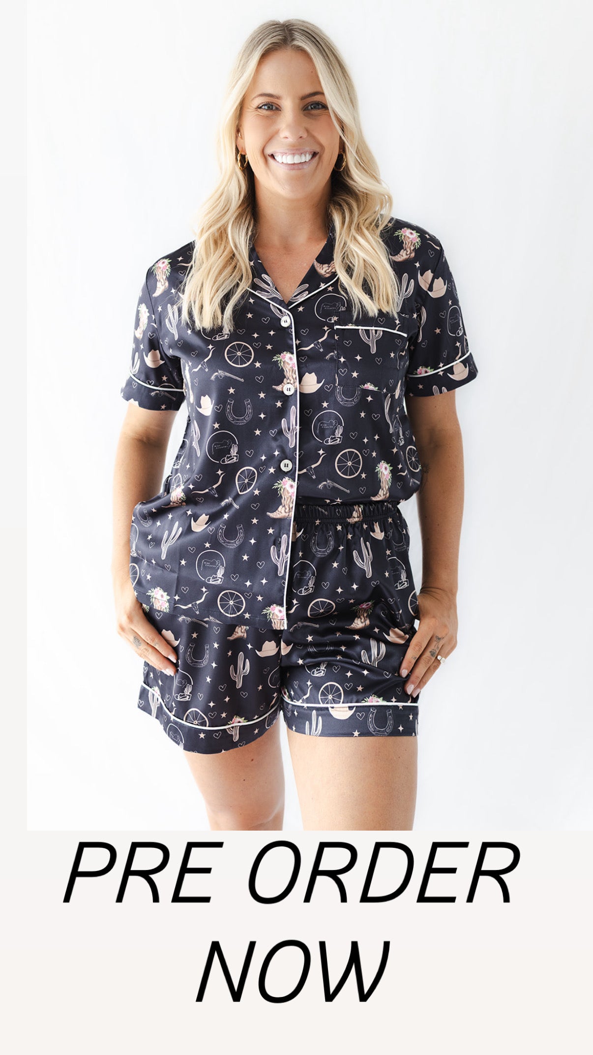 Rodeo Nights Satin Short Pyjama Set - PRE ORDER Due End of November