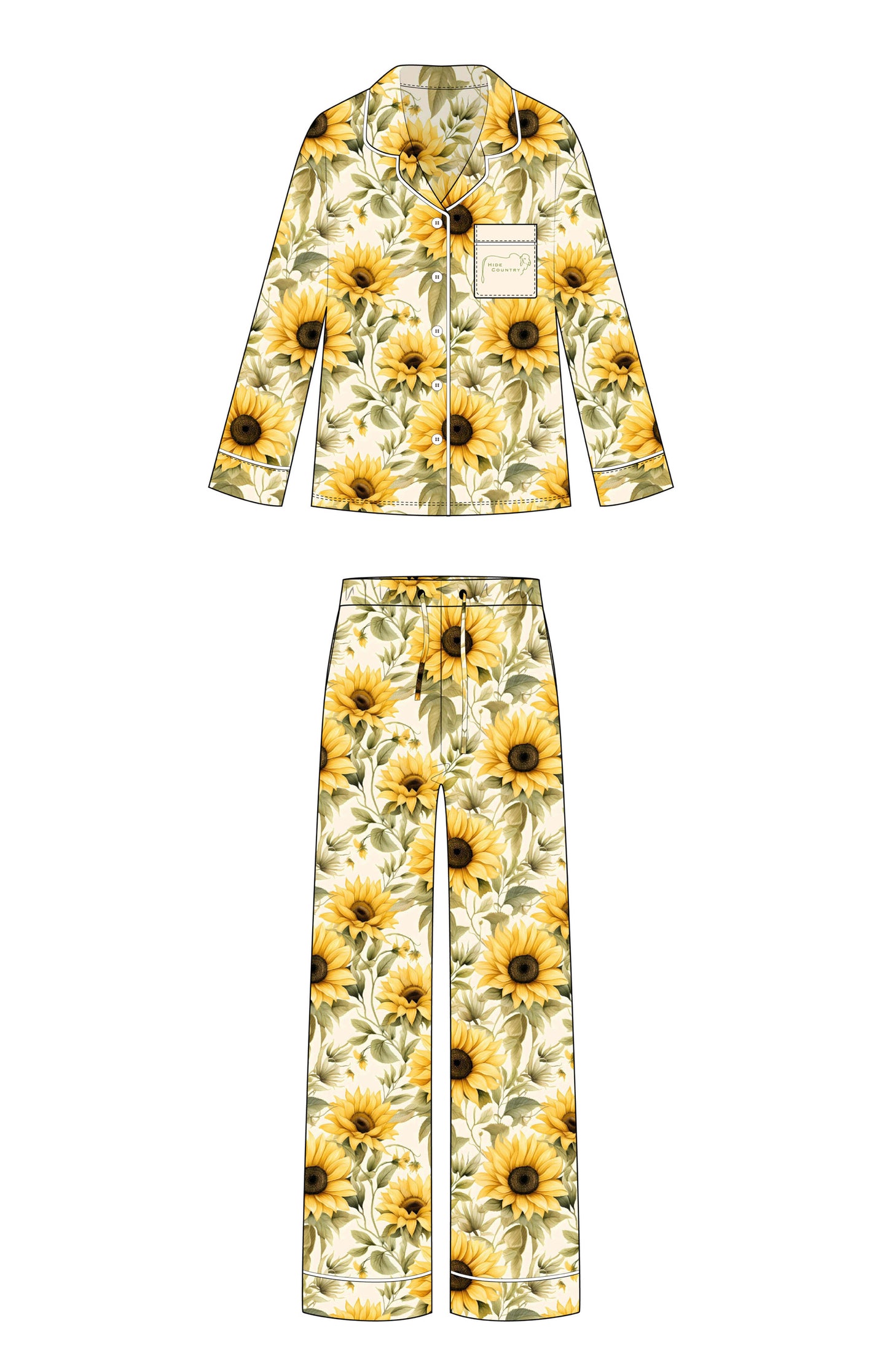 Sunflower Dreaming Satin Long Pyjama Set