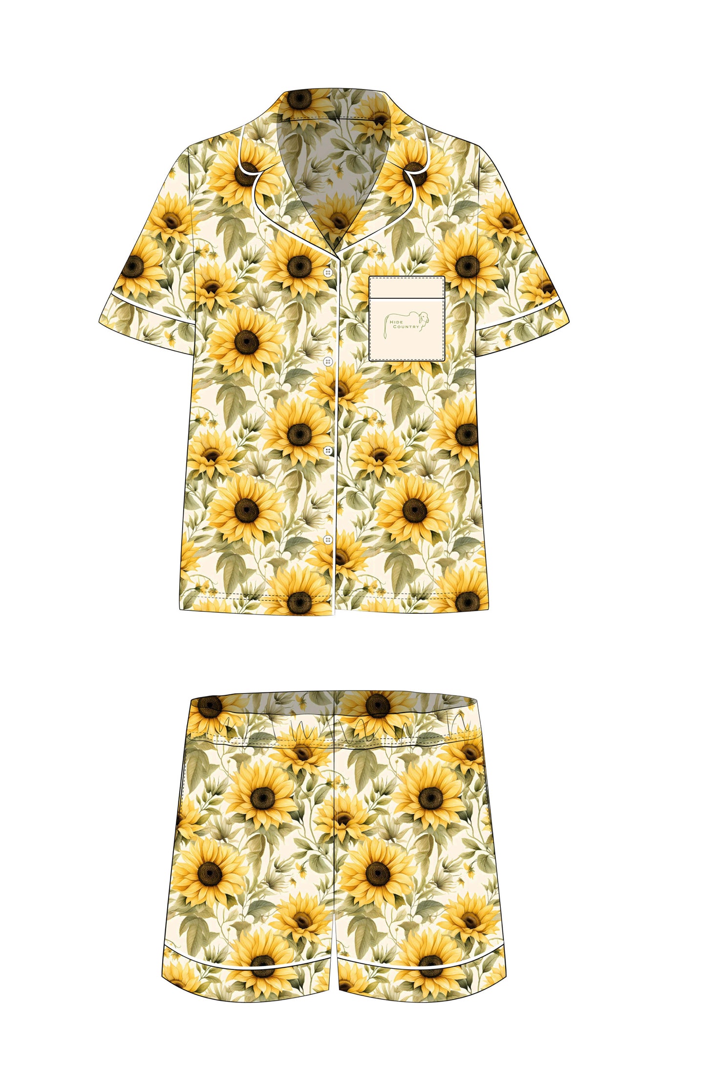 Sunflower Dreaming Satin Short Pyjama Set