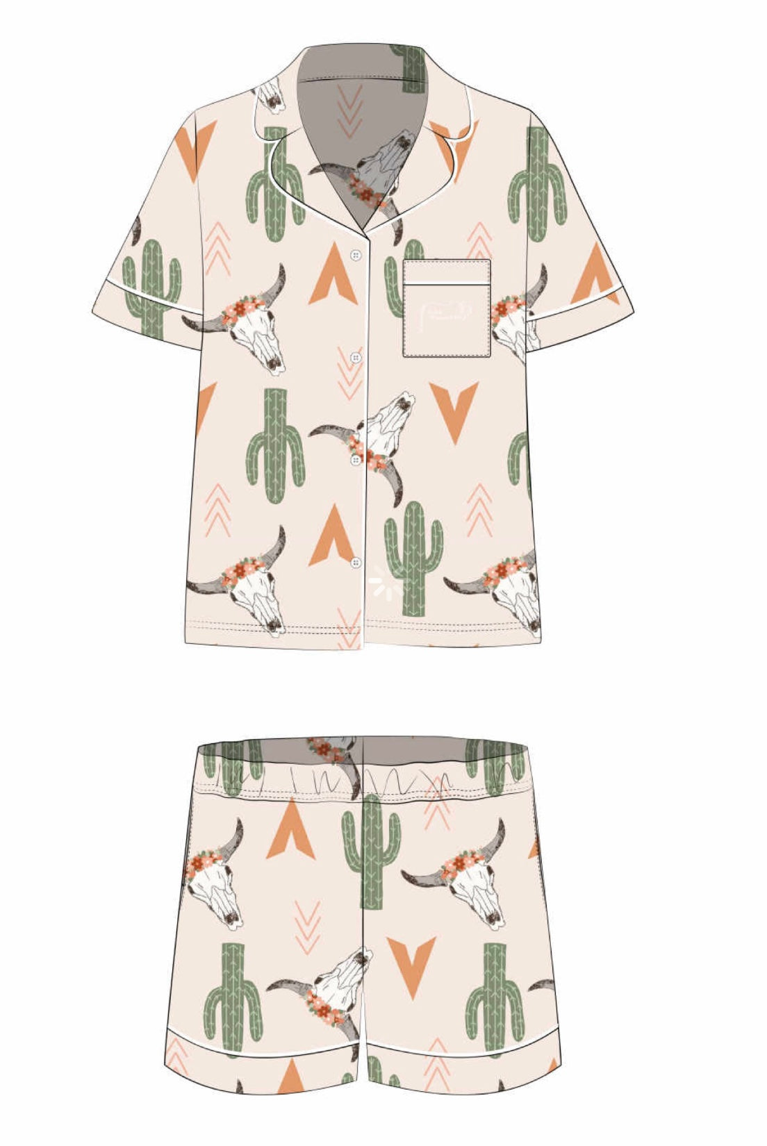 Longhorn Satin Short Pyjama Set