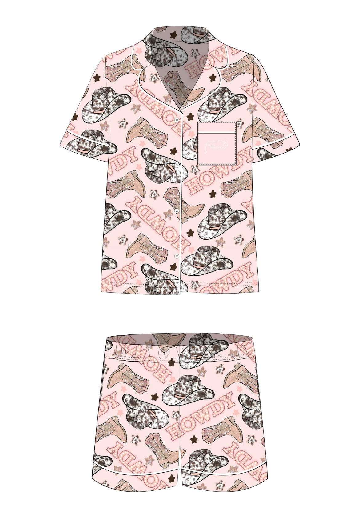 Howdy Satin Satin Short Pyjama Set