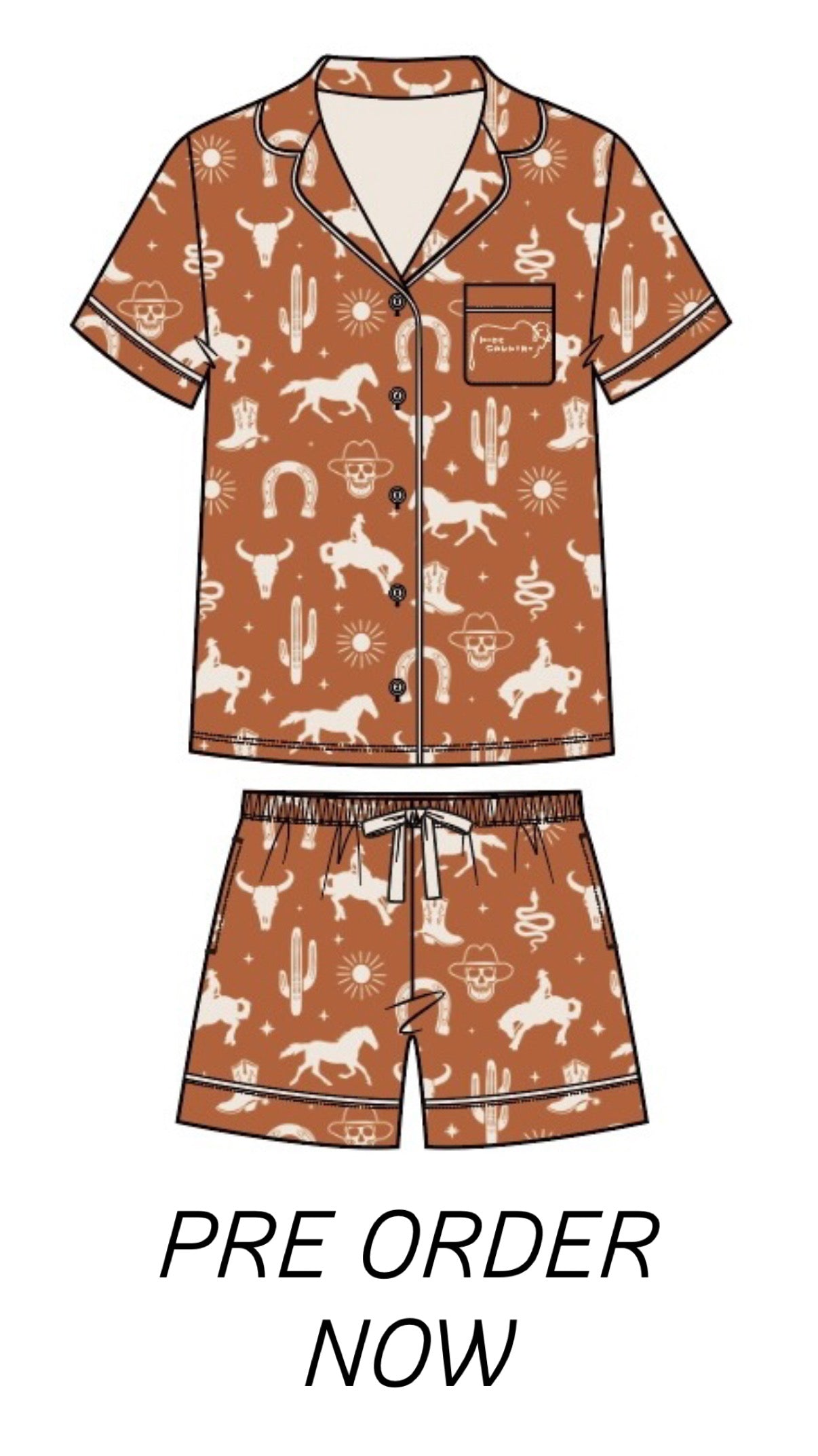 COPPER COWBOY - BAMBOO PJS SET - PRE ORDER Due End of November
