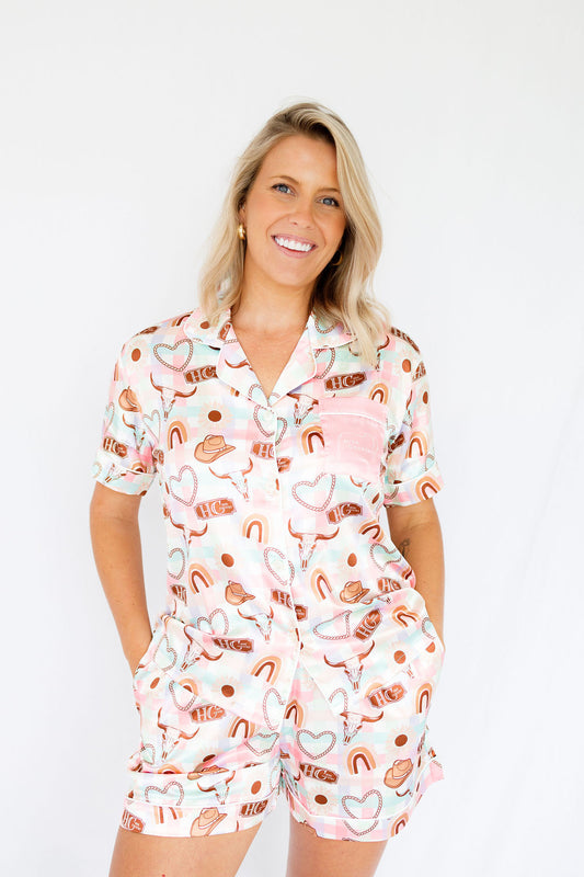 Rainbow Dreaming Satin Short Pyjama Set