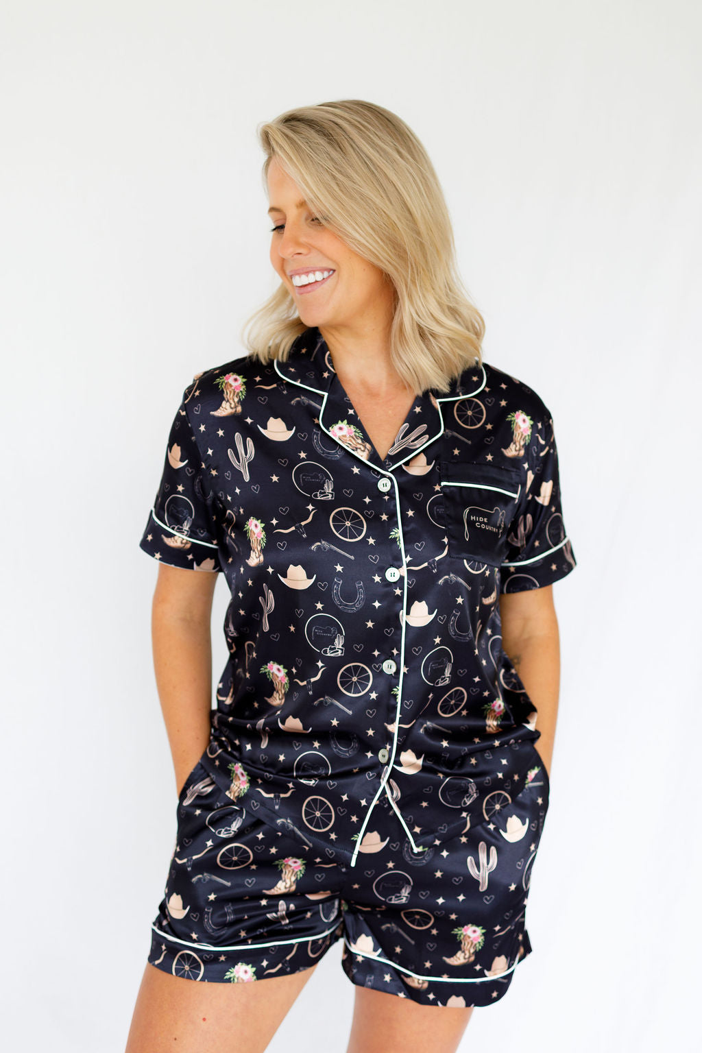 Last Rodeo Pyjamas Rodeo Nights Satin Short Pyjama Set – hidecountry