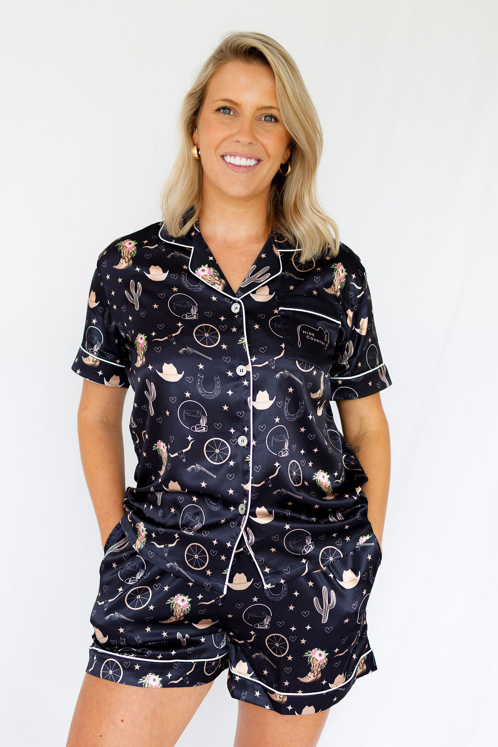Last Rodeo Pyjamas Rodeo Nights Satin Short Pyjama Set – hidecountry