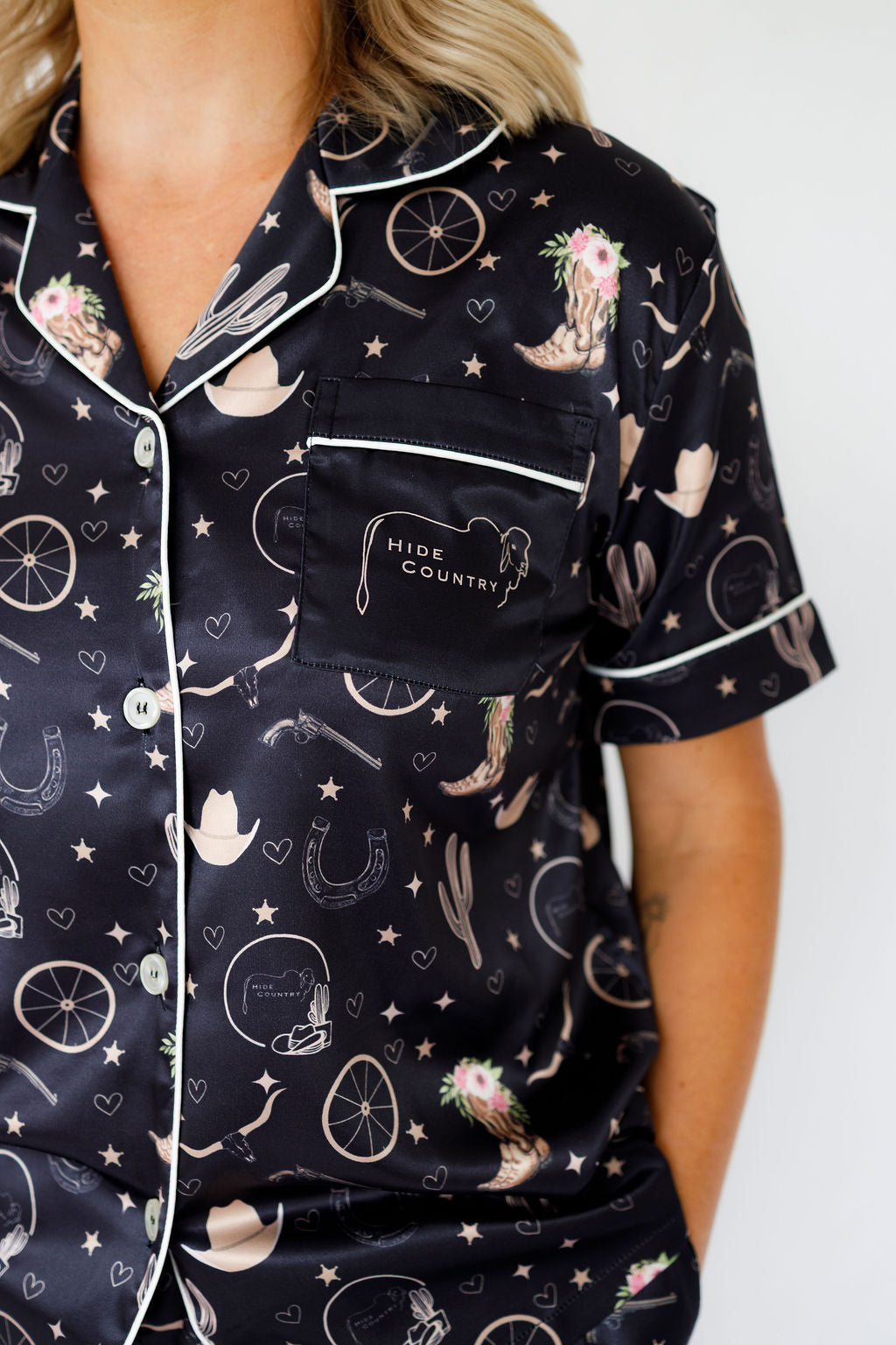 Rodeo Nights Satin Short Pyjama Set