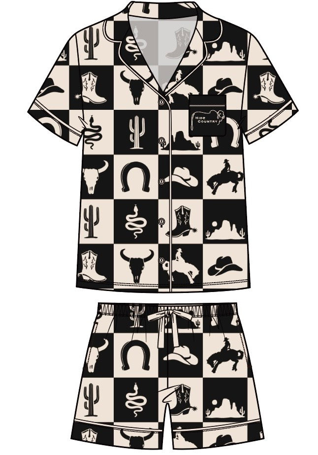 WESTERN GRID -  BAMBOO PJS SET - PRE ORDER Due End of November