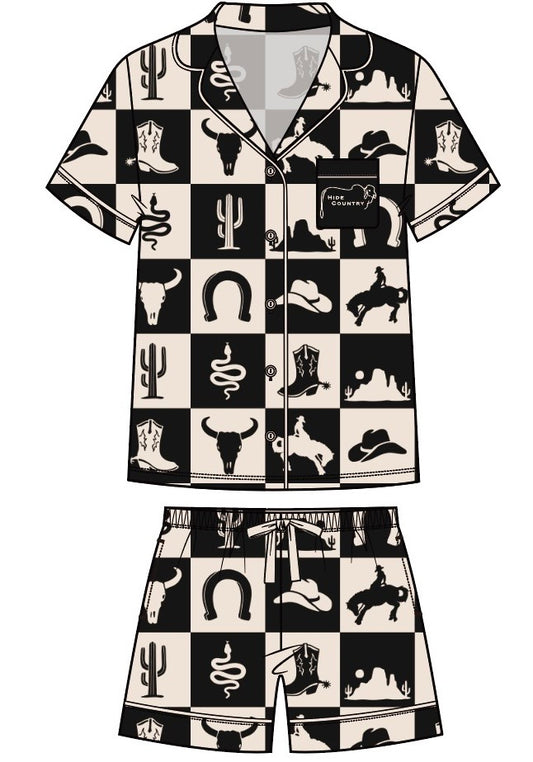 WESTERN GRID -  BAMBOO PJS SET - PRE ORDER Due End of November