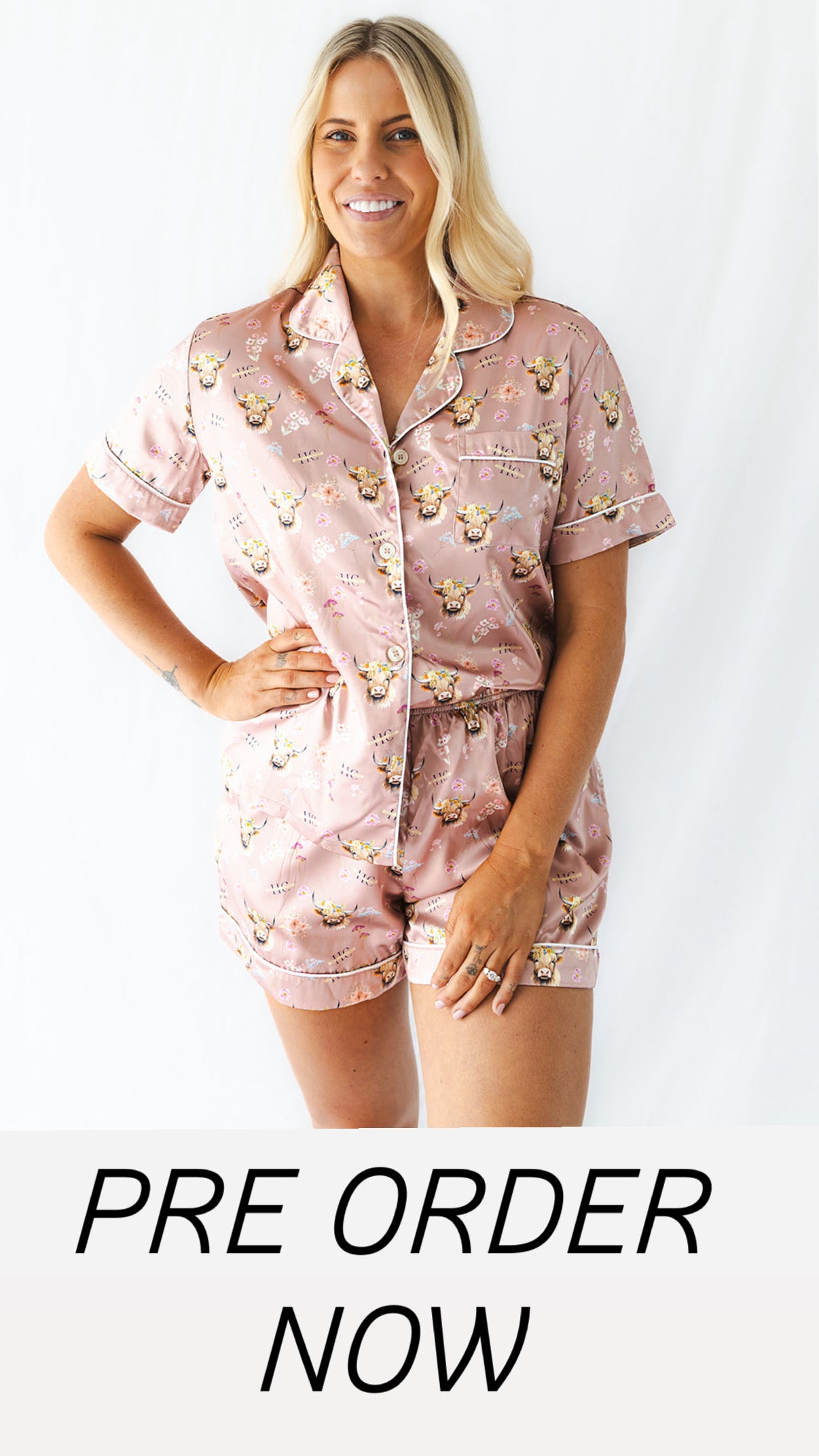 Highland Hibernation Satin Short Pyjama Set - PRE ORDER Due End of November