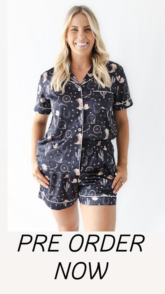 Rodeo Nights Satin Short Pyjama Set  - PRE ORDER Due End of November