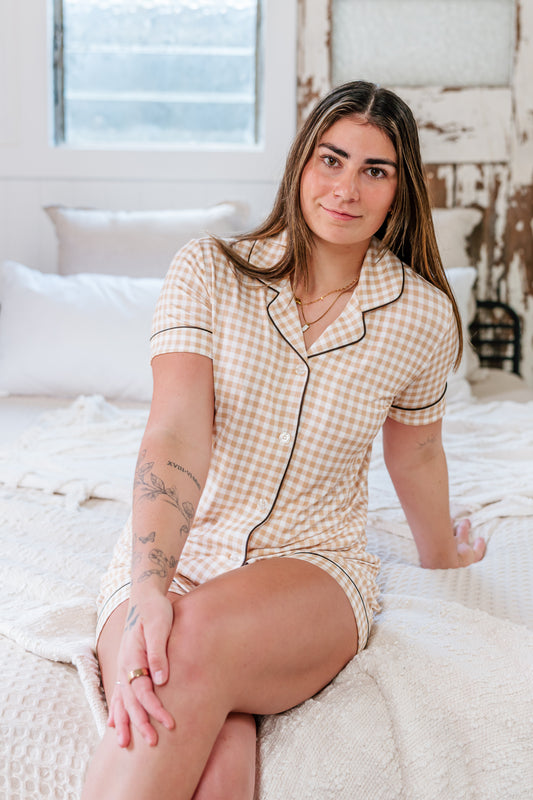 Butterscotch Gingham Bamboo Set