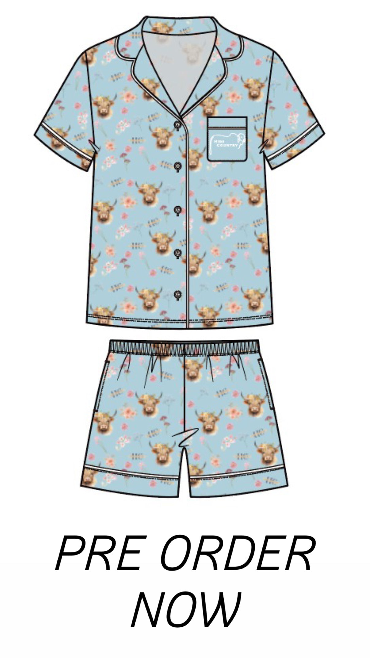 MISTY BLUE HERD - BAMBOO PJ SET - PRE ORDER Due End of November
